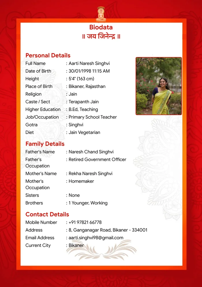 Abstract Red biodata template