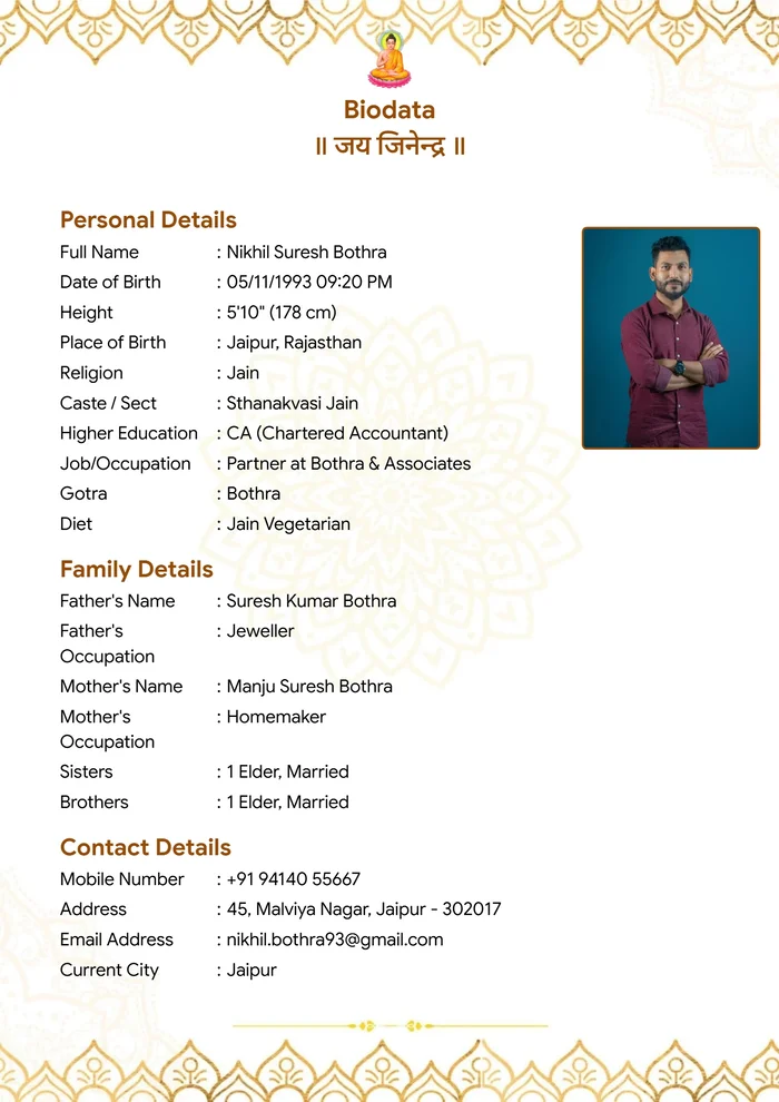 Classic 2 biodata template