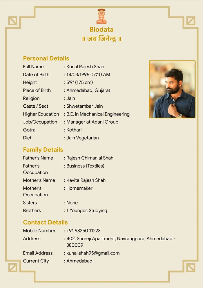 Classic 6 biodata template