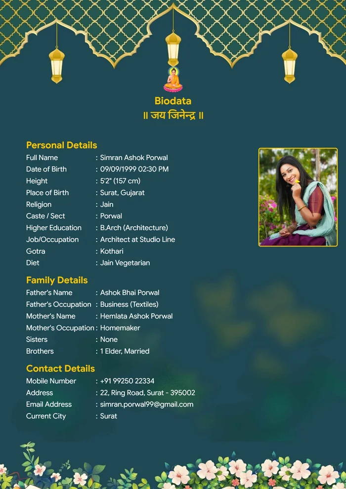 Green 2 biodata template